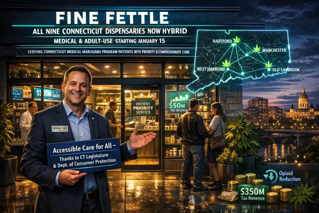 Fine Fettle Converts All Nine Connecticut Dispensaries to Hybrid Medical-Recreational Facilities
