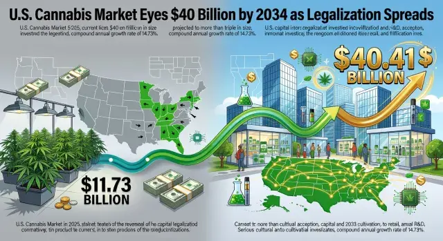 U.S. Cannabis Market Eyes $40 Billion by 2034 as Legalization Spreads